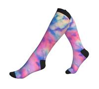 Chaussettes Haute Tie-Dye Éclatant Chaussette De Compression 50CM | Bas De Compressione Femmes Chaussette Course Pour Varices Gym Entraînement