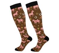 Chaussettes Hautes Bottes western à motifs marron Chaussettes Montantes
