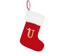Chaussettes Hautes Carreaux Christmas Stockings 13 Inches Christmas Stocking Embroidered Initial Christmas Stockings Red Christmas Stocking With Letter For Mom Dad Thermocollant (RD21, One Size)
