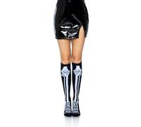 Leg Avenue Chaussettes Longues avec Motif Squelette Noir/Blanc Taille Unique