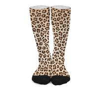 Chaussettes Hautes Femme Léopard Brun Socquettes Mi-Mollet Chaussettes De Sport Pour Hommes