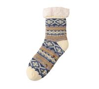 Chaussettes Hautes Homme Femme,Chaussettes d'hiver Style Ethnique en Agneau doublées Polaire Thermique antidérapantes Chaudes et Confortables par Temps Froid