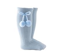 Chaussettes hautes solides mi-mollet pour bébé, bleu clair, 12-24 mois