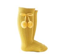 Chaussettes hautes solides mi-mollet pour bébé, jaune, 2-4 ans