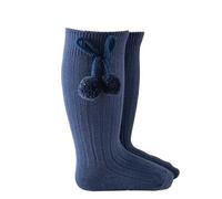 Chaussettes hautes solides mi-mollet pour bébé, Marine, 12-24 mois