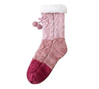 Chaussettes Hiver Femme Vintage, De Noel Polaires Montantes avec Pompons Antidérapants pour Un Confort Douillet à Intérieur Et Une Chaleur Hivernale Unisexes sans Semelle Douces Tricotées La Maison