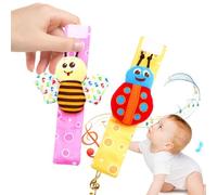Chaussettes Hochet - Ensemble de Hochets Souples pour Poignets | Chaussettes et Bracelets « Foot Finder » comme Jouet Éducatif pour le Développement Auditif, Jouet Bébé 0-6 Mois en Coton PP pour Pouss