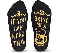 Chaussettes Homme et Femme Coton Chaussettes Drôle avec Lettre Antidérapantes IF YOU CAN READ THIS, BRING ME Drôle Chaussettes Unisexe Fantaisies Cadeau de Noël (Noir)