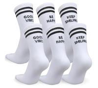 Chaussettes homme femme, chaussettes de sport 3 paires, chaussettes de tennis 39-42, chaussettes en coton blanc à rayures noires, idées cadeaux d'anniversaire homme