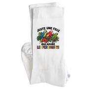 Chaussettes Homme Femme Juste une fille qui adore les perroquets | Coton Pointe Renforcée Talon Sans Couture 36-40 à 41-45 | Sport Ville Bureau