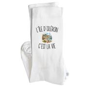 Chaussettes Homme Femme L’Île d’Oléron c’est la vie | Coton Pointe Renforcée Talon Sans Couture 36-40 à 41-45 | Sport Ville Bureau | Cadeau Oléronais Oléronaise Anniversaire Noël Secret Santa