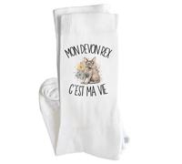 Chaussettes Homme Femme Mon Devon Rex c'est ma vie | Coton Pointe Renforcée Talon Sans Couture 36-40 à 41-45 | Sport Ville Bureau | Cadeau Propriétaire Chat Anniversaire Noël Secret Santa