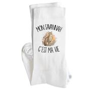 Chaussettes Homme Femme Mon Savannah c'est ma vie | Coton Pointe Renforcée Talon Sans Couture 36-40 à 41-45 | Sport Ville Bureau | Cadeau Propriétaire Chat Anniversaire Noël Secret Santa