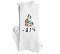 Chaussettes Homme Femme Nice c’est la vie | Coton Pointe Renforcée Talon Sans Couture 36-40 à 41-45 | Sport Ville Bureau | Cadeau Niçois Niçoise Anniversaire Noël Secret Santa