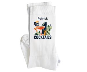 Chaussettes Homme Patrick Roi des cocktails | Coton Pointe Renforcée Talon Sans Couture 36-40 à 41-45 | Sport Ville Bureau | Idée Cadeau Secret Santa Noël