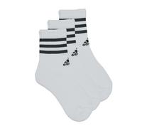 adidas Mixte 3-Stripes Cushioned Crew Socks 3 Pairs, White / Black, 8.5-10