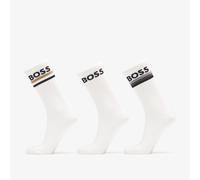 BOSS Lot de trois paires de chaussettes courtes en bambou mélangé avec logos - Style 3PQS PiquetStripe VI, 50564504 Blanc 39-42