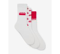 Chaussettes HUGO QS Split Logo blanc rouge (3 paires)