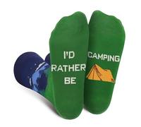 Chaussettes Humour Homme Femme Ado Garçon-I‘d Rather Be Camping-Hommes Fantaisie Rigolotes Original Humoristique Drole Personnalisé Utile Insolite-Idee Cadeau Rigolo Noel Anniversaire Saint Valentin