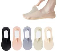Chaussettes Invisibles Respirantes en Soie de Glace, Chaussettes antidérapantes Invisibles, Chaussettes Ultra Basses, Chaussettes Fines d'été pour Femme (5Pairs A)
