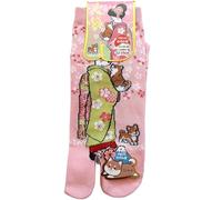 Chaussettes japonaises Tabi - Du 35 au 39 - Maiko et Shiba Inu (Rose)