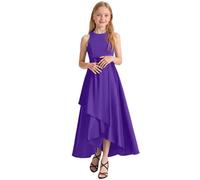Chaussettes jupes filles robes de soirée robe de fête pour spectacle de concert, concours de beauté, élégante robe d'été sans manches pour enfants des tout-petits aux adolescentes, lilas, 13-14 ans