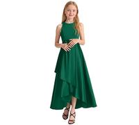 Chaussettes jupes filles robes de soirée robe de fête pour spectacle de concert, concours de beauté, élégante robe d'été sans manches pour enfants des tout-petits aux adolescentes, vert, 13-14 ans