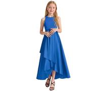 Chaussettes jupes filles robes de soirée robe de fête pour spectacle de concert, concours de beauté, élégante robe d'été sans manches pour enfants des tout-petits aux adolescentes, bleu, 13-14 ans