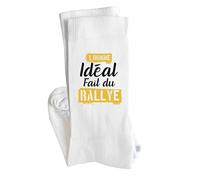 Chaussettes L’homme idéal fait du rallye | Socks | Taille 41-45 | Idée Chaussettes Personnalisées Cadeau Fête Original Famille Travail Départ Collègue Retraite Noël.