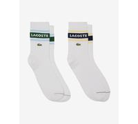Chaussettes Lacoste en coton côtelé blanc gris bleu (2 paires) - 39-42