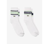 Chaussettes Lacoste en coton côtelé blanc vert bleu 2 paires - 43-46