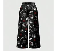 Chaussettes longues de style gothique sombre et mignon avec motifs de flamme, crâne, chat et croix. Convient pour les femmes L,M,S,XL,XS,XXL,XXS,XXXL,XXXXLTissu tissé