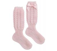 Chaussettes longues en coton avec noeud rose - 16 - 19