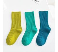 Chaussettes Longues En Coton Pour Enfants, Chaussettes Polyvalentes, Hautes Aux Genoux, De Couleur Unie, Rayées, Nouvelle Collection Hiver, 3 Pièces/Ensemble