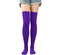Chaussettes longues pour femme - Couleur pure - Chaussettes montantes au-dessus du genou - Chaussettes de festival de Noël - Beige, b, Taille unique