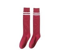 Chaussettes Longues rétro en Coton à Deux Rayures for Femme, idéales for l'école, Les fêtes, Blanches, Noires et Rouges(Red Socks)