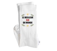 Chaussettes Meilleur Elie du Monde Socks - Taille 36-40 - Idée Chaussettes Personnalisées Cadeau Fête Original Famille Travail Départ Collègue Retraite Noël.