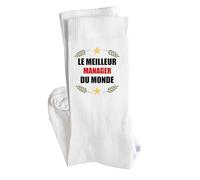 Chaussettes Meilleur Manager du Monde Socks - Taille 41-45 - Idée Chaussettes Personnalisées Cadeau Fête Original Famille Travail Départ Collègue Retraite Noël.