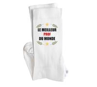Chaussettes Meilleur Prof du Monde Socks - Taille 41-45 - Idée Chaussettes Personnalisées Cadeau Fête Original Famille Travail Départ Collègue Retraite Noël.