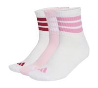 Adidas Chaussettes mi-montantes 3-Stripes rembourrées (3 paires) Blanc/Rose clair/Active Maroon 46-48