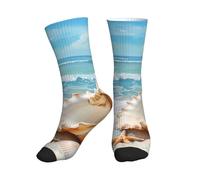 Chaussettes mi-mollet à motif coquillage pour femmes et hommes, respirantes et offrant un bon soutien de la voûte plantaire, idéales pour la course, la randonnée, la salle de sport et le tennis (point