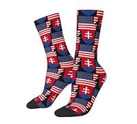 Chaussettes Mi-Mollet Armoiries De La Première République Slovaque Et De L'Amérique Chaussette Foot Résistant Aux Odeurs Chaussettes Sport Confortables Sport Sock Pour Yoga Randonnée 40CM