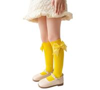 Chaussettes mi-mollet colorées Fille Chaussettes Haute Nœud Longue Montante Coton Chaussette d'école pour enfants 3-12 ans