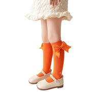 Chaussettes mi-mollet colorées Fille Chaussettes Haute Nœud Longue Montante Coton Chaussette d'école pour enfants 3-12 ans