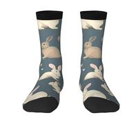 Chaussettes mi-mollet confortables avec fond lapin pour homme et femme - Chaussettes tendance pour adultes - Améliorez votre style., Fond Lapin, taille unique