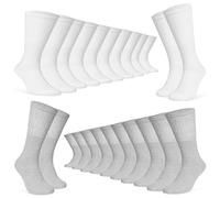 Chaussettes Mi-Mollet Homme - Paquets Multiples de Doux et Confortable Chaussette Coton Homme Taille Unique 40-45 (Blanc/Gris-Lot de12)