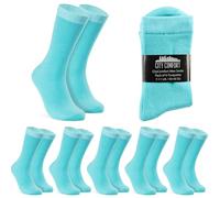 Chaussettes Mi-Mollet Homme - Paquets Multiples de Doux et Confortable Chaussette Coton Homme Taille Unique 40-45 (Turquoise-Lot de 6)