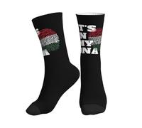 Chaussettes Mi-Mollet Hungarian It'S In My Dna Hungary Flag Socquette Sportswear Résistant Aux Odeurs Chaussette De Sport Respirant Chaussette Foot Pour Randonnée Cyclisme Fitness 40Cm