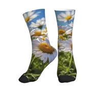Chaussettes Mi-Mollet Imprimé Floral De Fleur Blanche Sauvage Chaussette Foot Confortables Chaussette De Sport Résistant Aux Odeurs Sport Sock Pour Cadeaux Randonnée 40CM