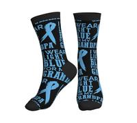 Chaussettes Mi-Mollet Je Porte Du Bleu Clair Pour La Prostate De Mon Grand-Père Chaussettes Sport Antidérapantes Sport Sock Respirant Pour Yoga Cadeaux Cyclisme